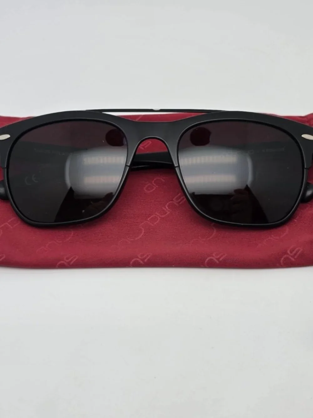 Suncloud Tabor Black Frame Polarized Grey/Green Lens Aviator Sunglasses w/ Case